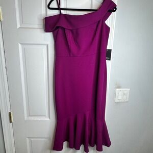 Marina One Shoulder Drop Waist Dress Midi‎ Dress Party Cocktail Evening 10 New